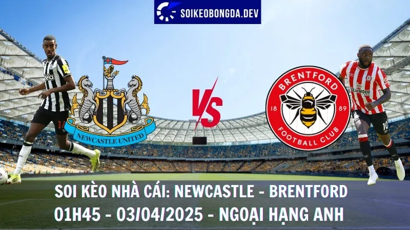 Tỷ lệ kèo hôm nay Newcastle vs Brentford - 03/04/2025 - Ngoại hạng Anh